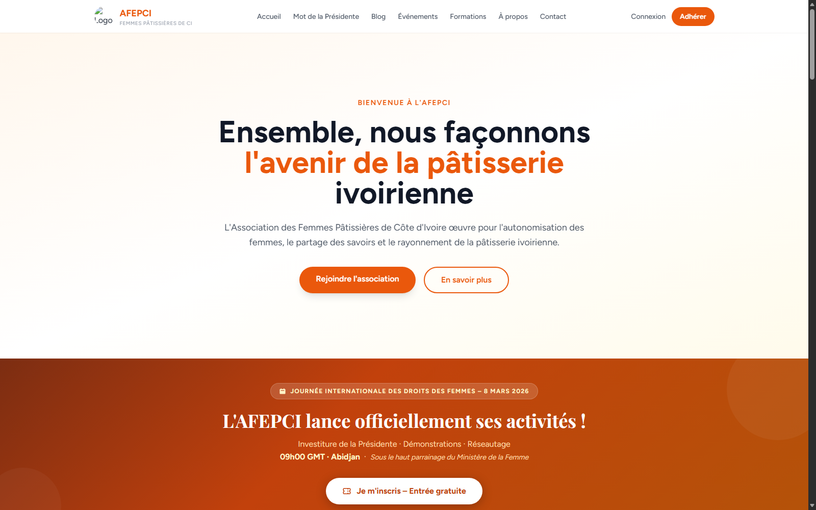 Capture d'écran du site AFEP-CI
